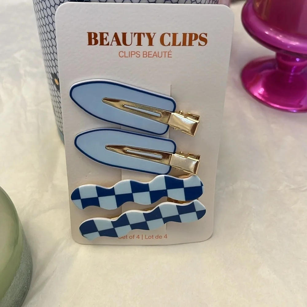 Anthropologie Blue and White Hair Clips New